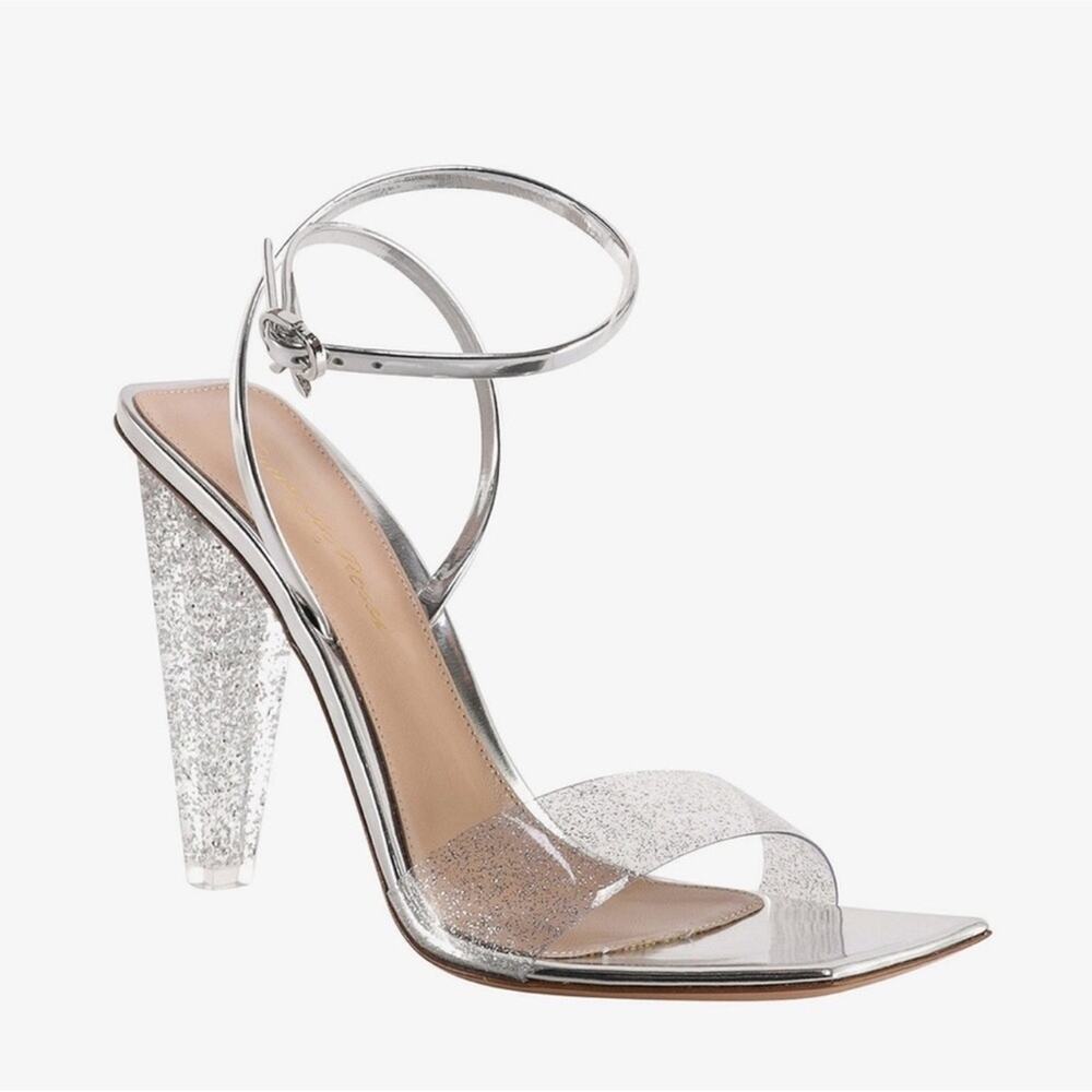GIANVITO ROSSI Odyssey Heels in Silver 38.5